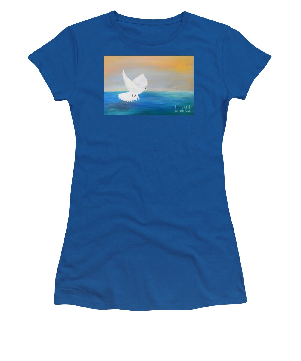Peace Women's T-Shirt featuring the painting Peace Descending by Karen Jane Jones