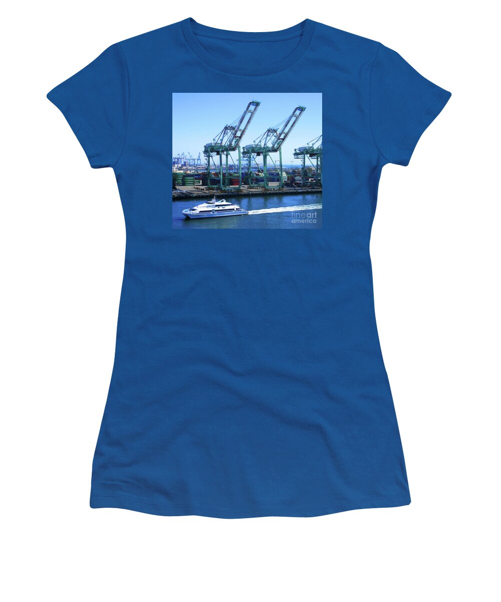 Los Angeles Women's T-Shirt featuring the photograph Port Of Los Angeles 2 by Randall Weidner