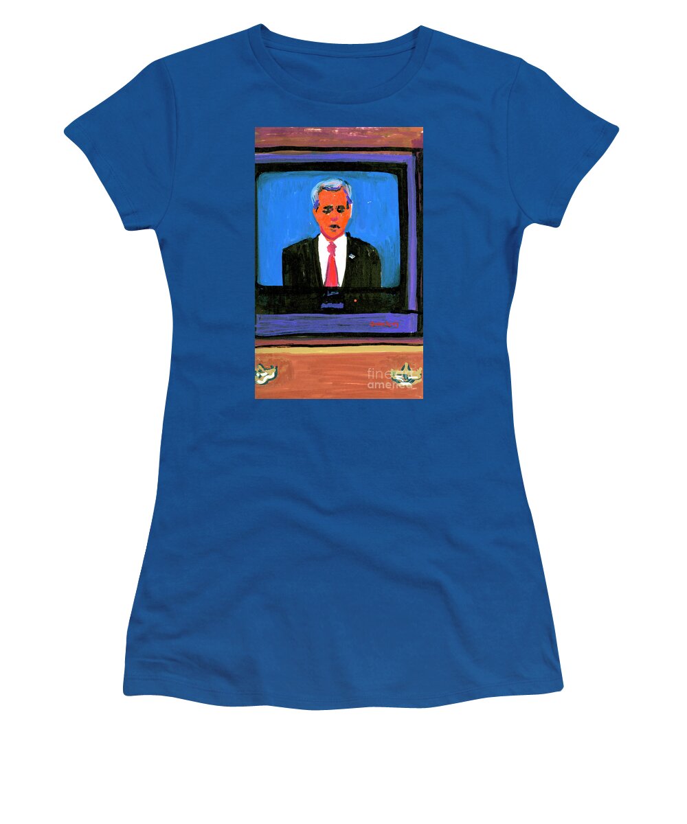President George Bush Women's T-Shirt featuring the painting President George Bush Debate 2004 by Candace Lovely