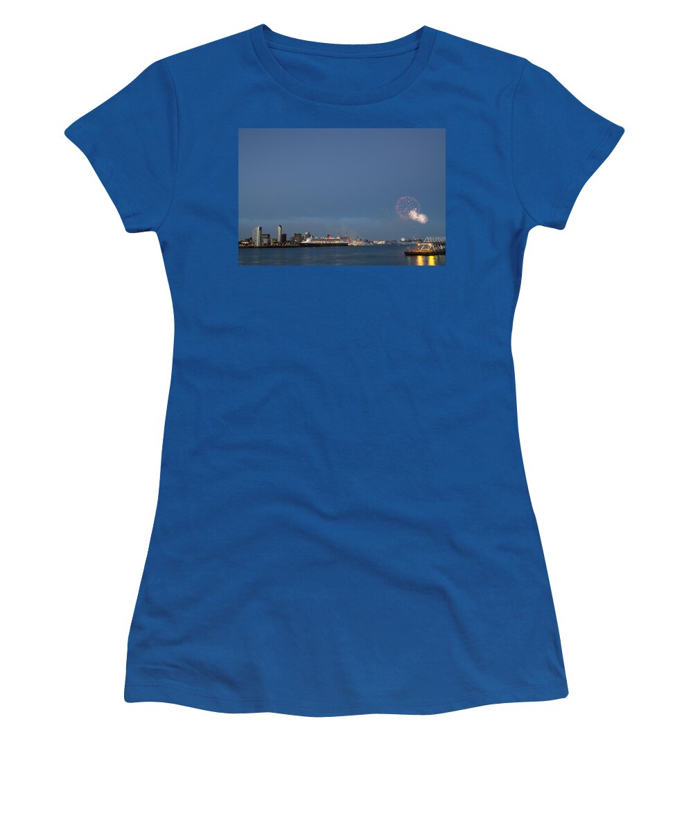  Cunard Women's T-Shirt featuring the photograph Queen Mary 2 celebrates #175 by Spikey Mouse Photography