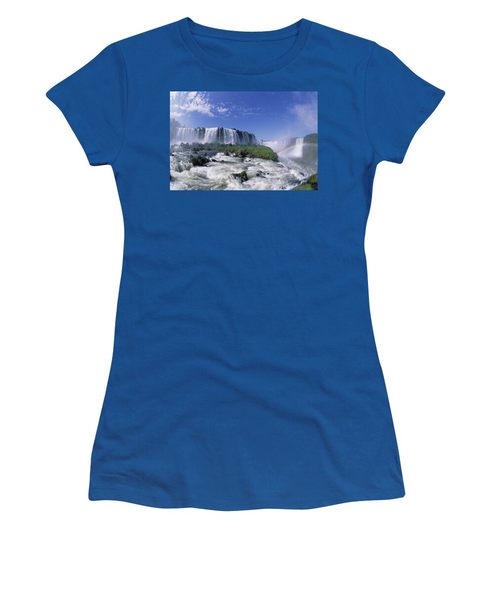 Mp Women's T-Shirt featuring the photograph Rainbow At Iguacu Falls, Brazil by Konrad Wothe