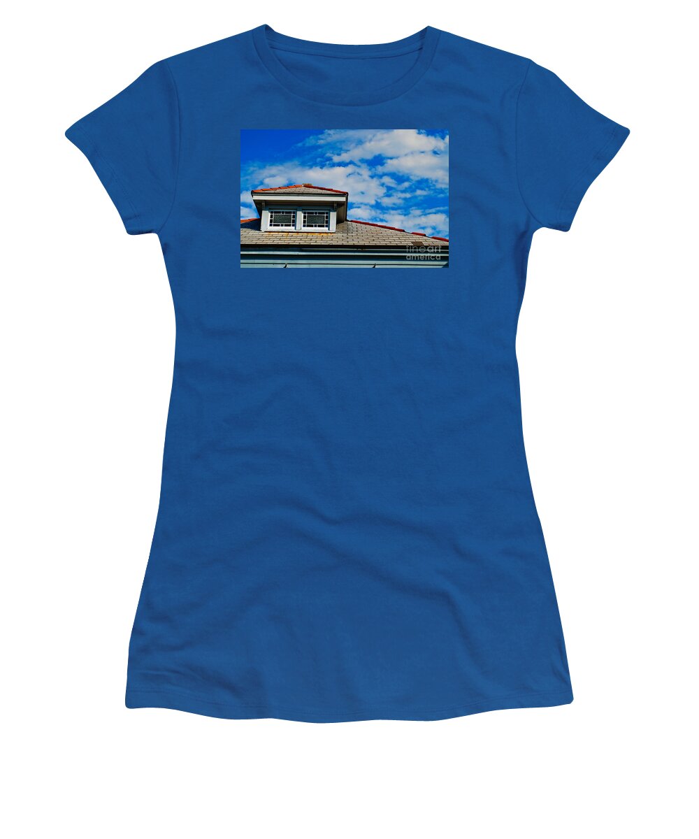 Roof Women's T-Shirt featuring the photograph Rooftop Windows by Frances Ann Hattier
