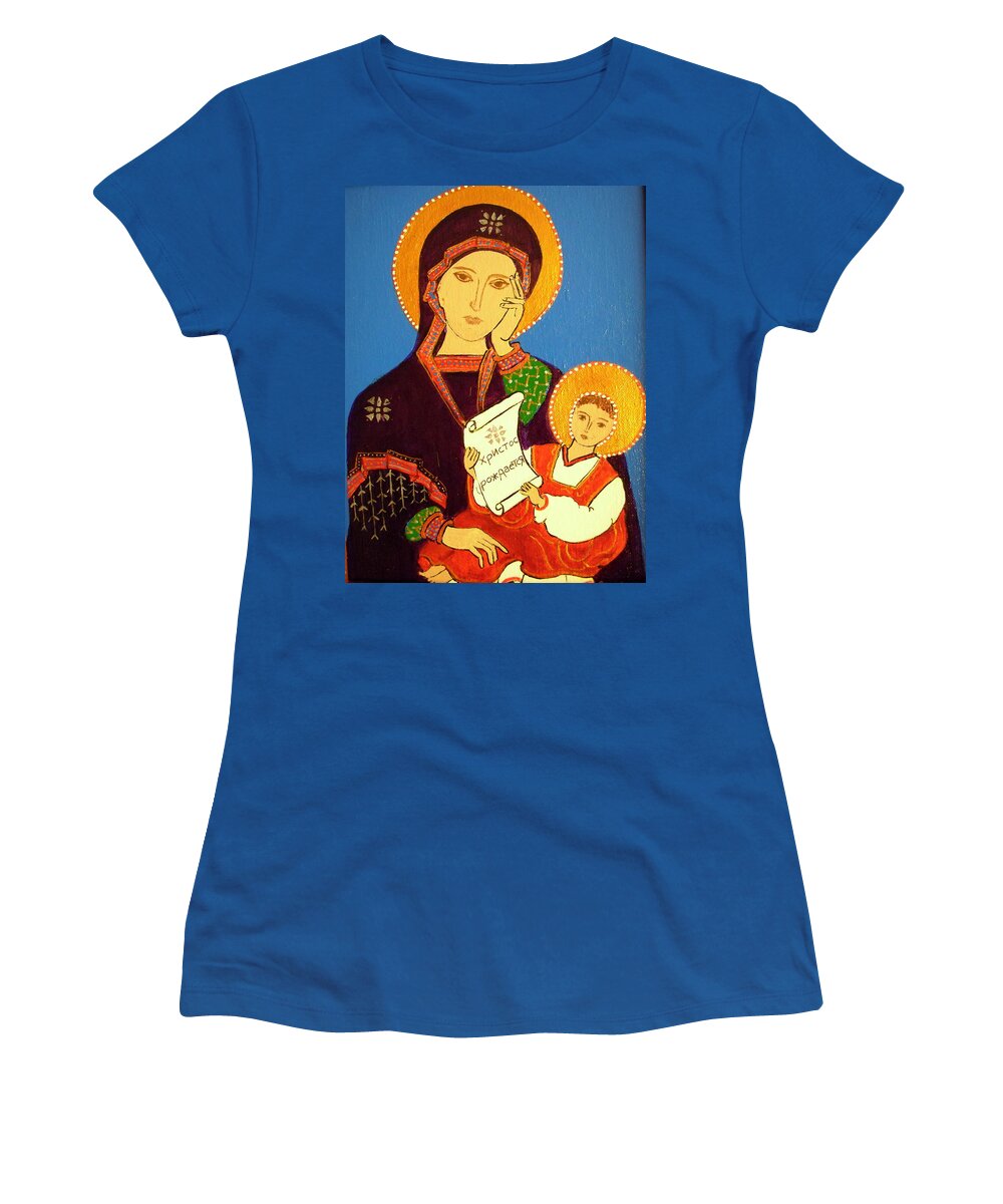 Virgin Mary Women's T-Shirt featuring the painting Russian Icon by Stephanie Moore