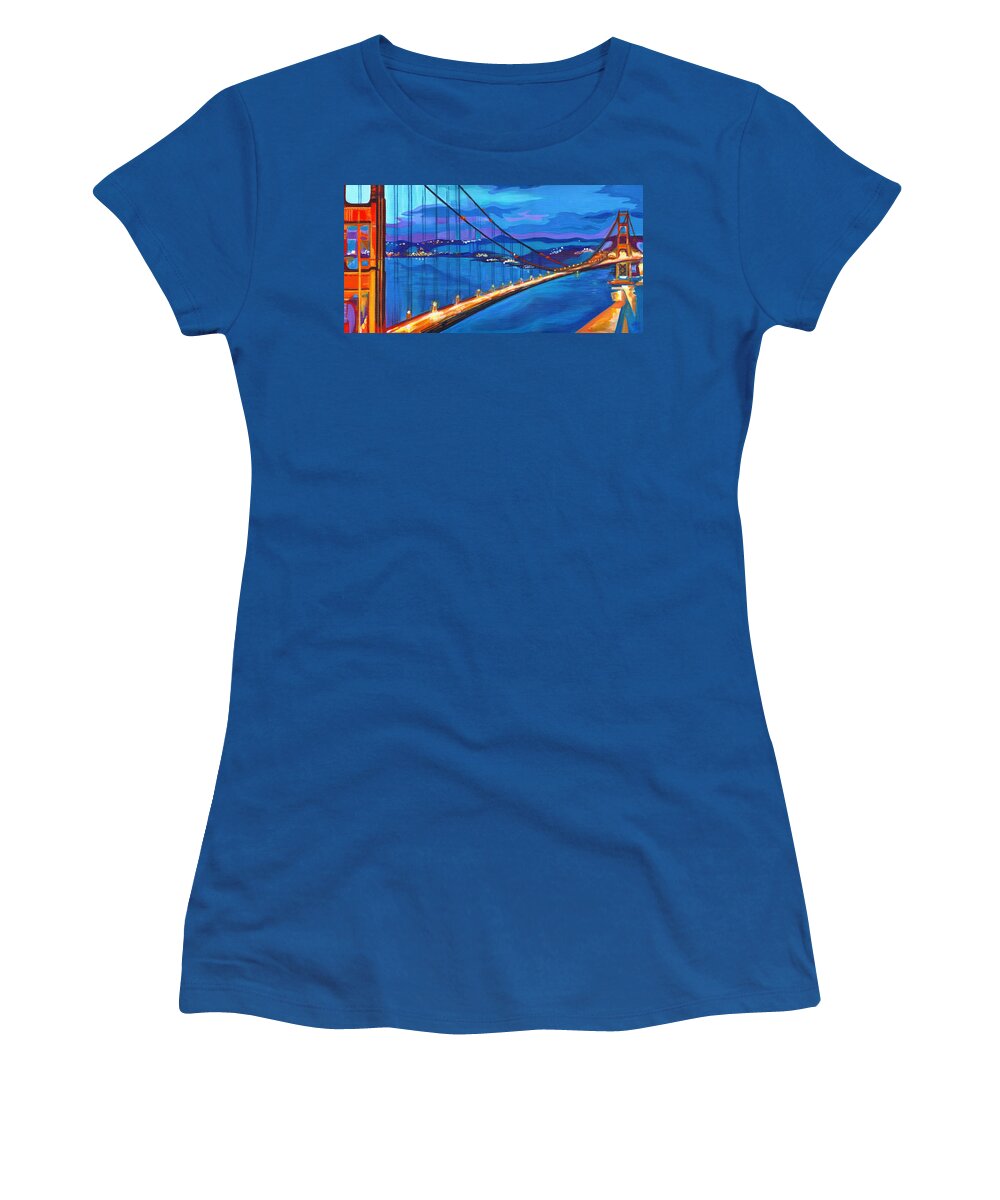 San Francisco Women's T-Shirt featuring the painting San Francisco Bay Blues by Tanya Filichkin