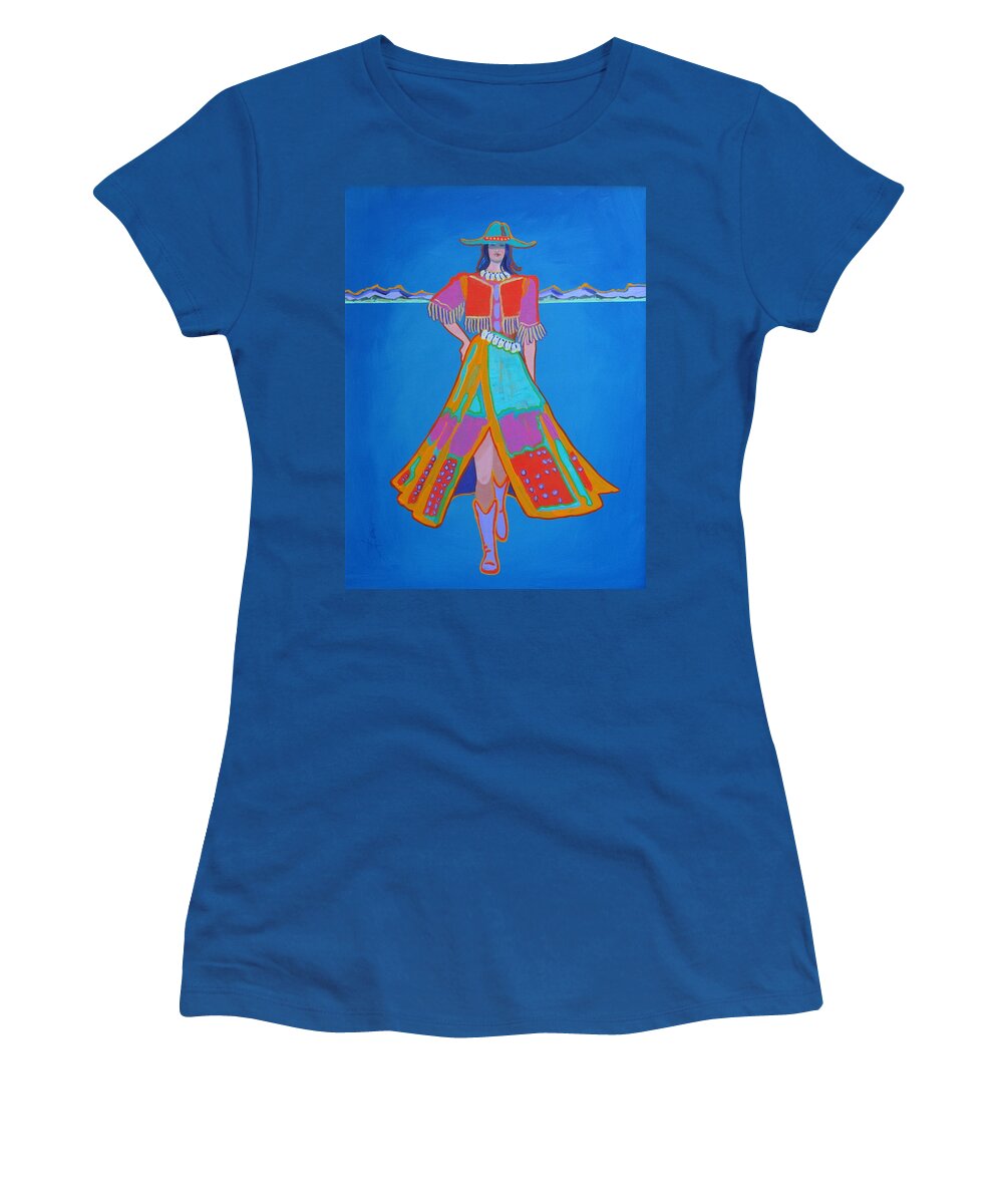 Woman Women's T-Shirt featuring the painting Santa Fe Girl by Adele Bower