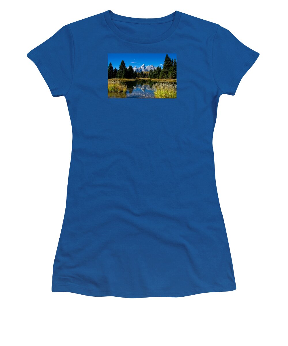 Grand Teton Women's T-Shirt featuring the photograph Schwabacher Landing Reflection by Shari Sommerfeld