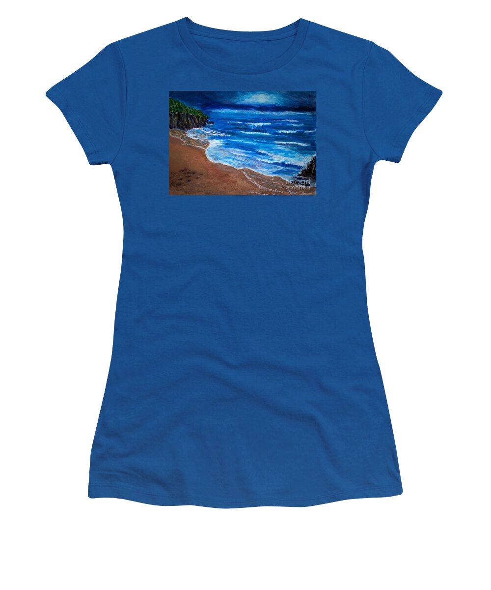 Sea Women's T-Shirt featuring the painting Serene Seashore by Anne Sands