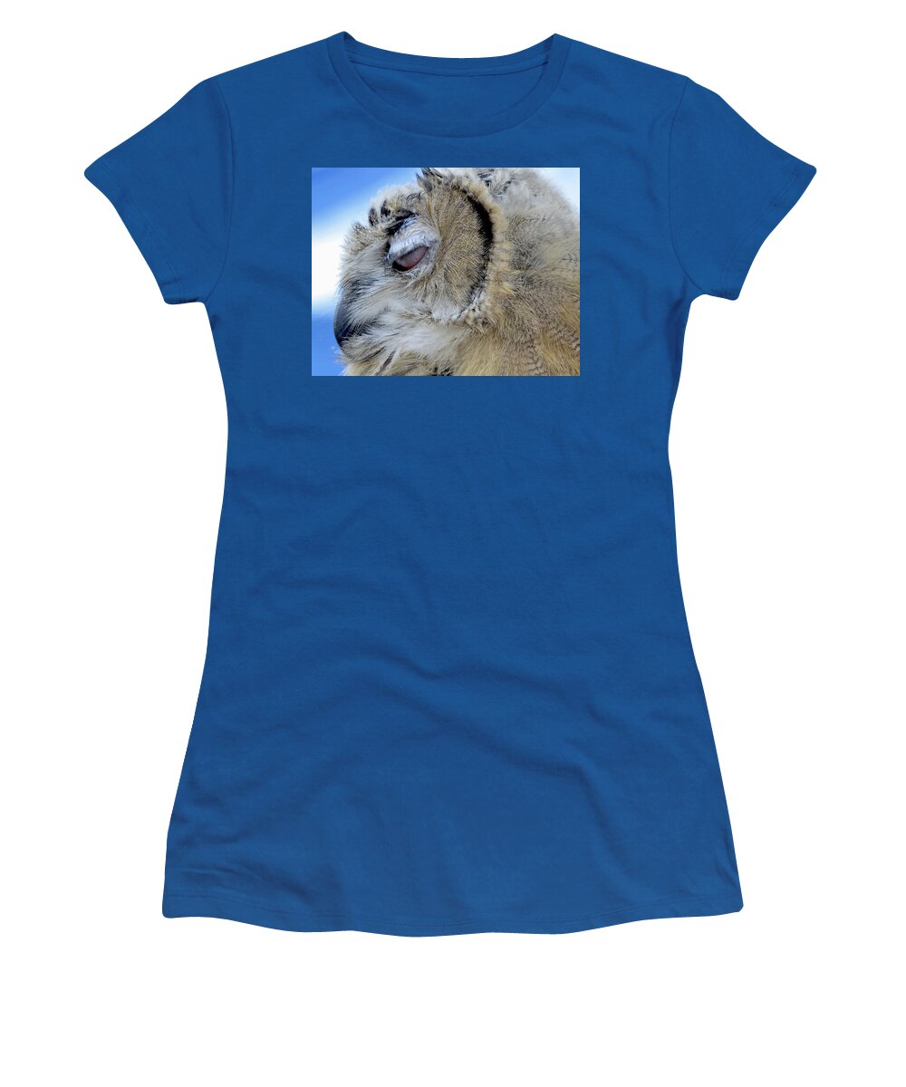 Owl Women's T-Shirt featuring the photograph Sleepy Owl by Bob Slitzan