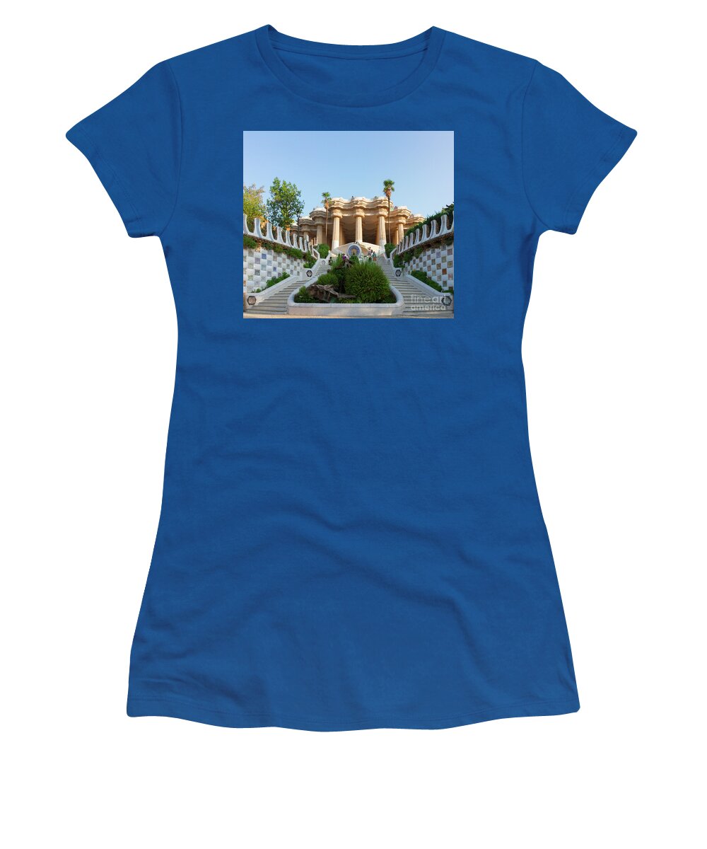 Barcelona Women's T-Shirt featuring the photograph Stairs in Park Guell of Barcelona by Anastasy Yarmolovich
