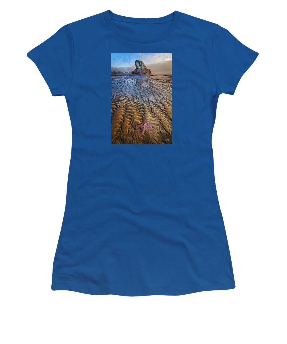 Animals Women's T-Shirt featuring the photograph Starfish at Low Tide by Debra and Dave Vanderlaan