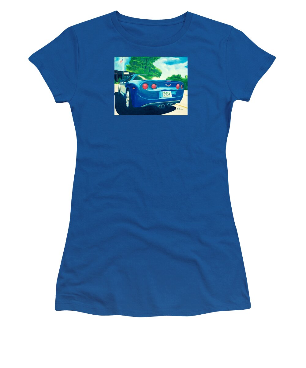  Women's T-Shirt featuring the painting Steve's Corvette by Dean Glorso