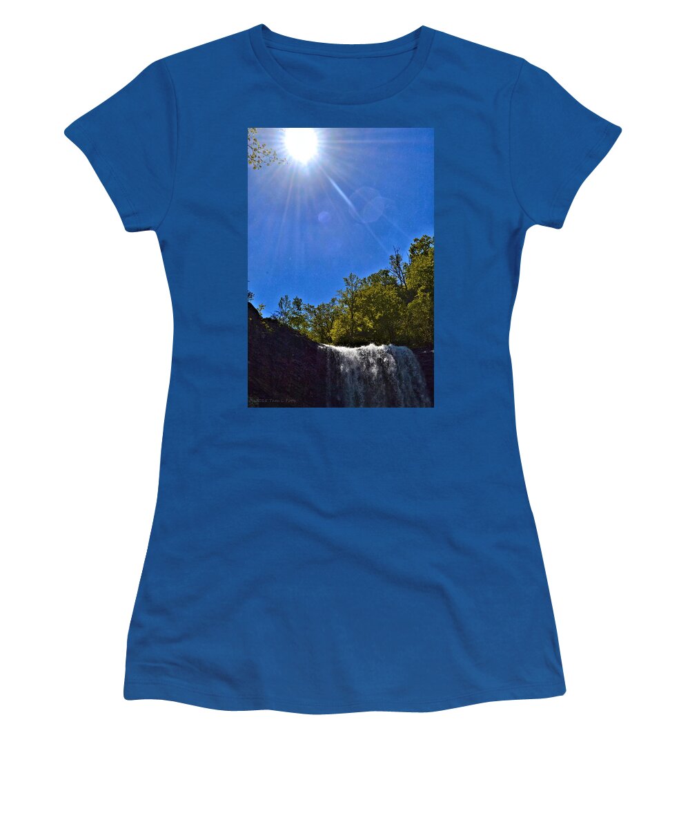 Sun Women's T-Shirt featuring the photograph Sun over Lula Lake Falls by Tara Potts