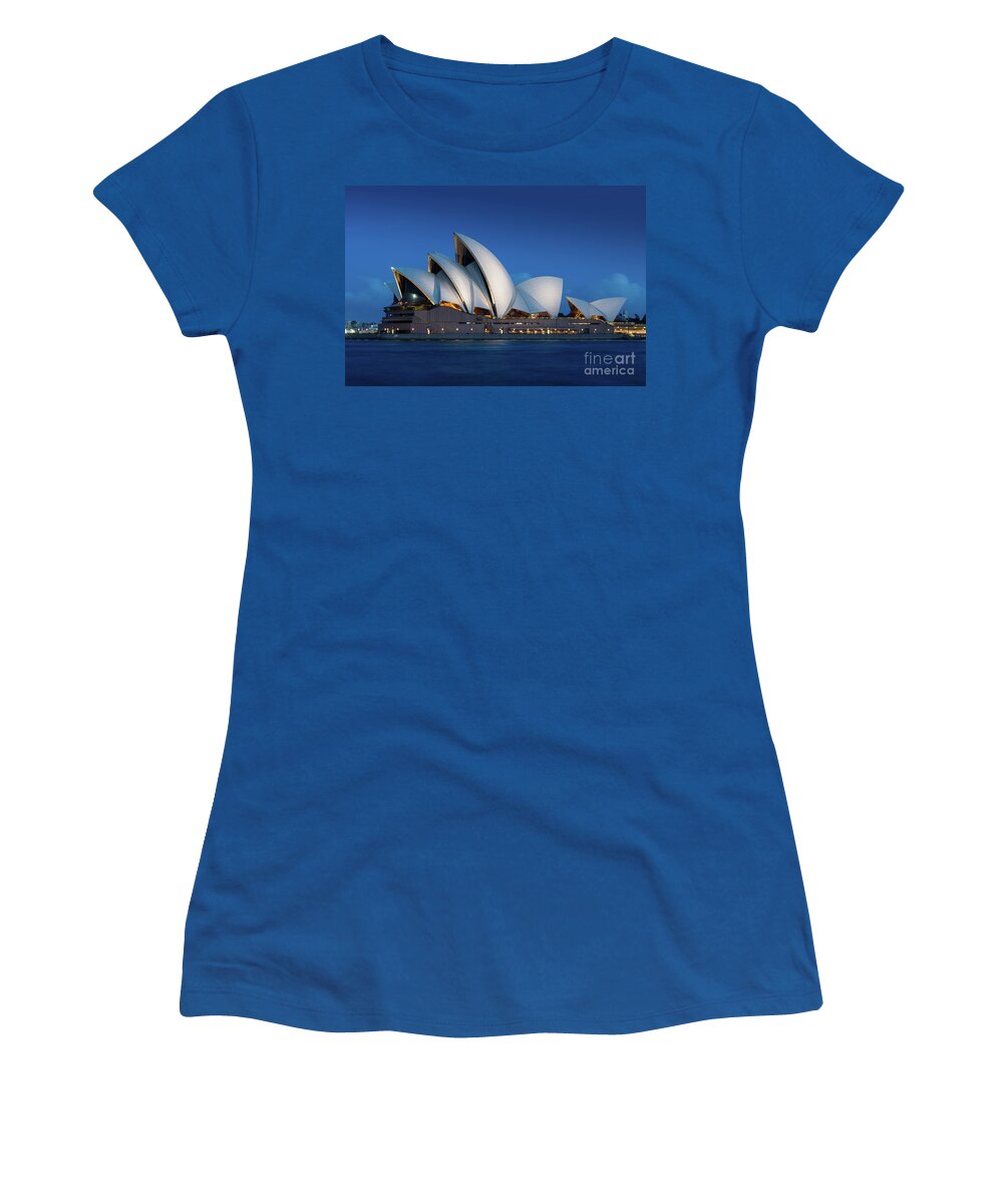 Aussie Women's T-Shirt featuring the photograph Sydney Opera House after dark by Andrew Michael