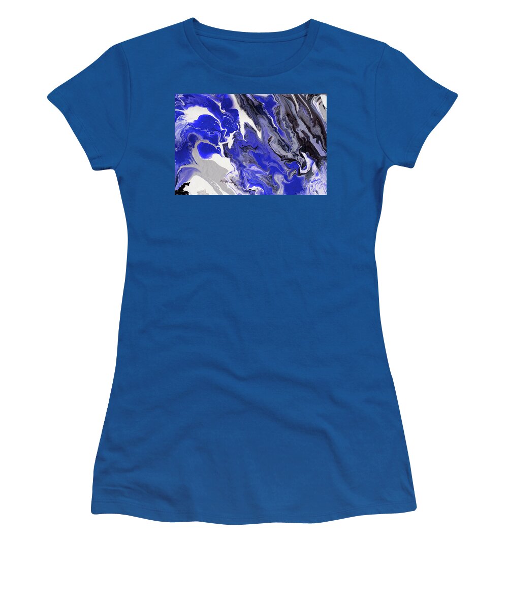 Jenny Rainbow Fine Art Photography Women's T-Shirt featuring the photograph The Rivers Of Babylon Fragment. Abstract Fluid Acrylic Painting by Jenny Rainbow