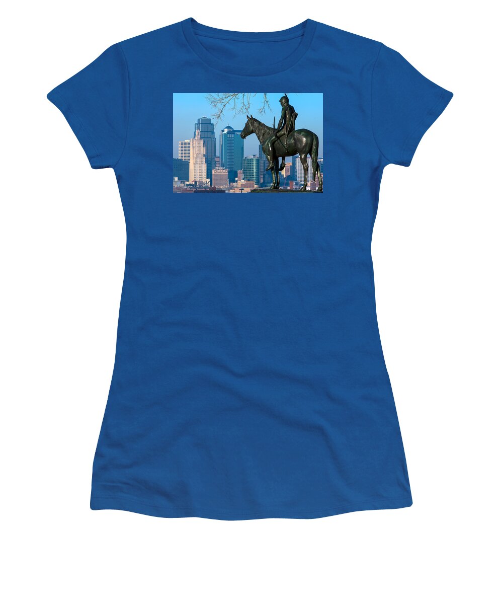 Scout Women's T-Shirt featuring the photograph The Scout Statue by Jeff Phillippi