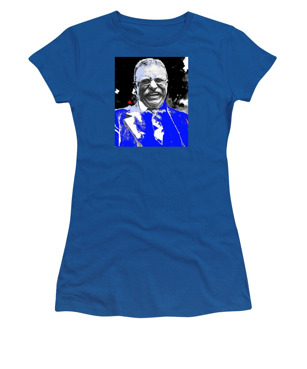 Theodore Roosevelt Laughing Circa 1912 Women's T-Shirt featuring the photograph Theodore Roosevelt laughing circa 1912-2015 by David Lee Guss