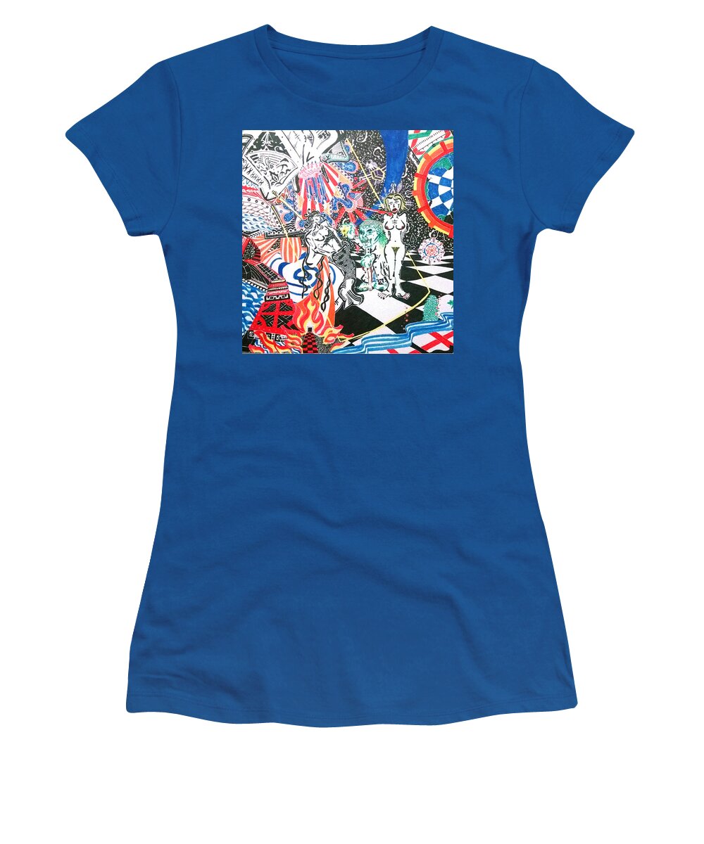 Pen And Ink Women's T-Shirt featuring the drawing Through the Looking Glass by Red Gevhere