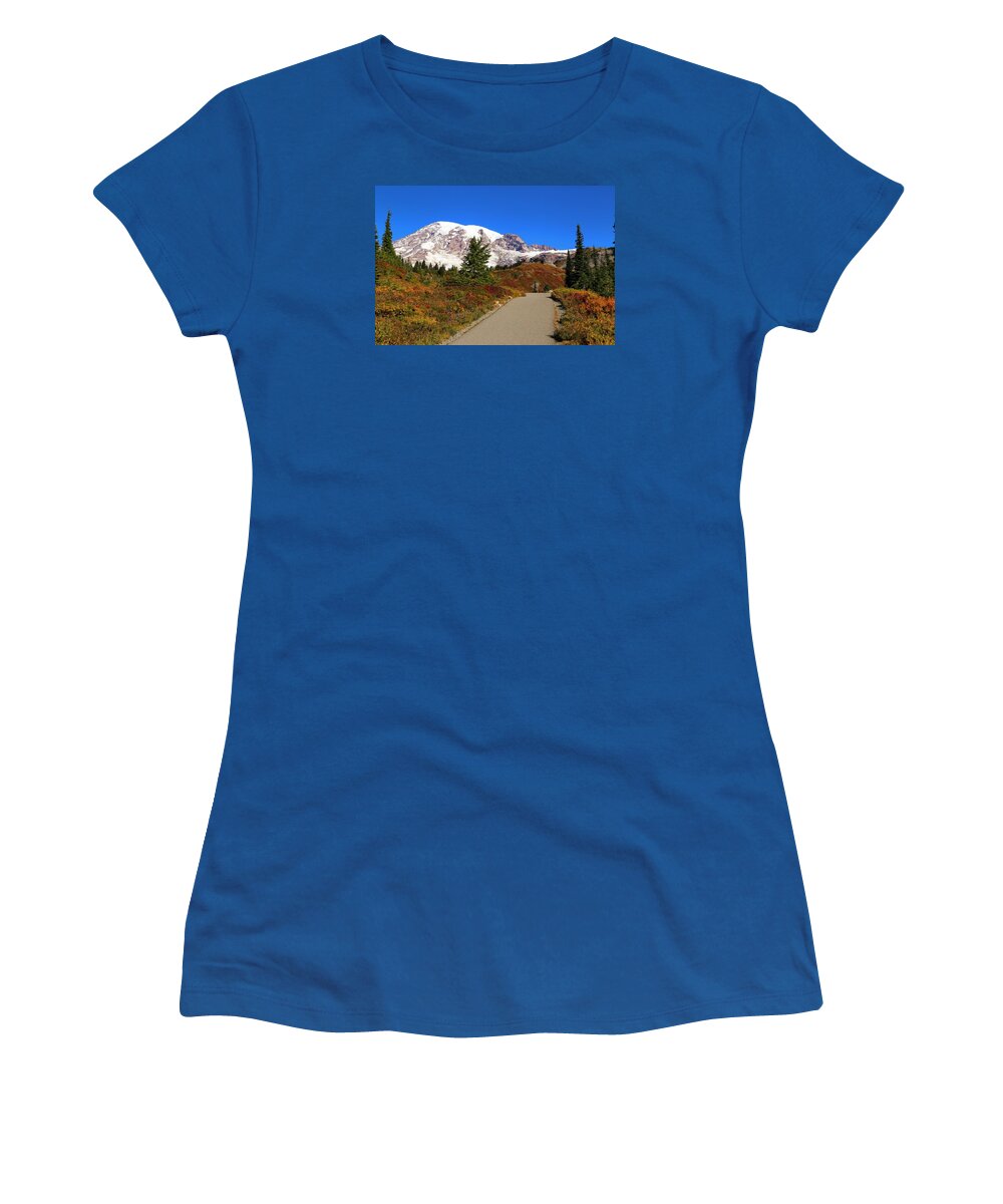 Trail To Myrtle Falls Women's T-Shirt featuring the photograph Trail to Myrtle Falls by Lynn Hopwood