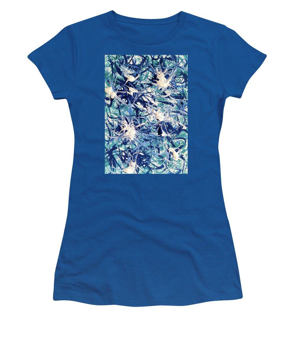 Turquoise Women's T-Shirt featuring the painting Turbo Turquoise by Jackie Carpenter