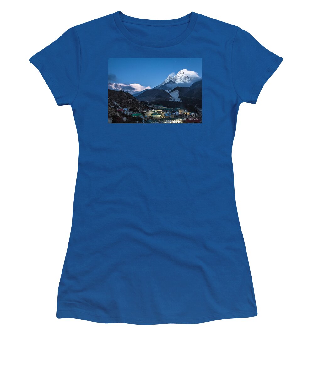 Ama Dablam Women's T-Shirt featuring the photograph Twilight over Pangboche in Nepal by Didier Marti