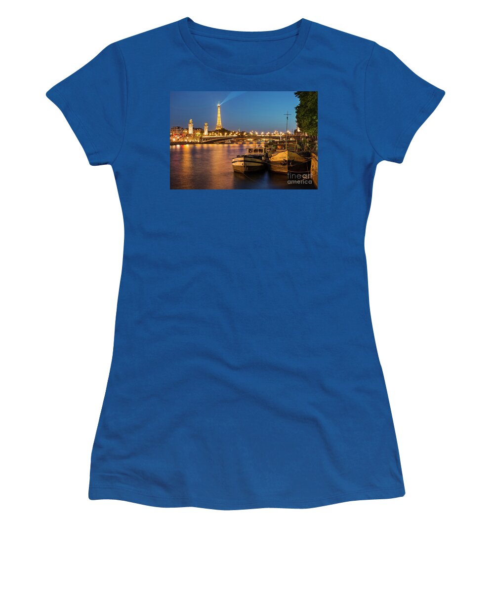 Paris Women's T-Shirt featuring the photograph Twilight over River Seine by Brian Jannsen