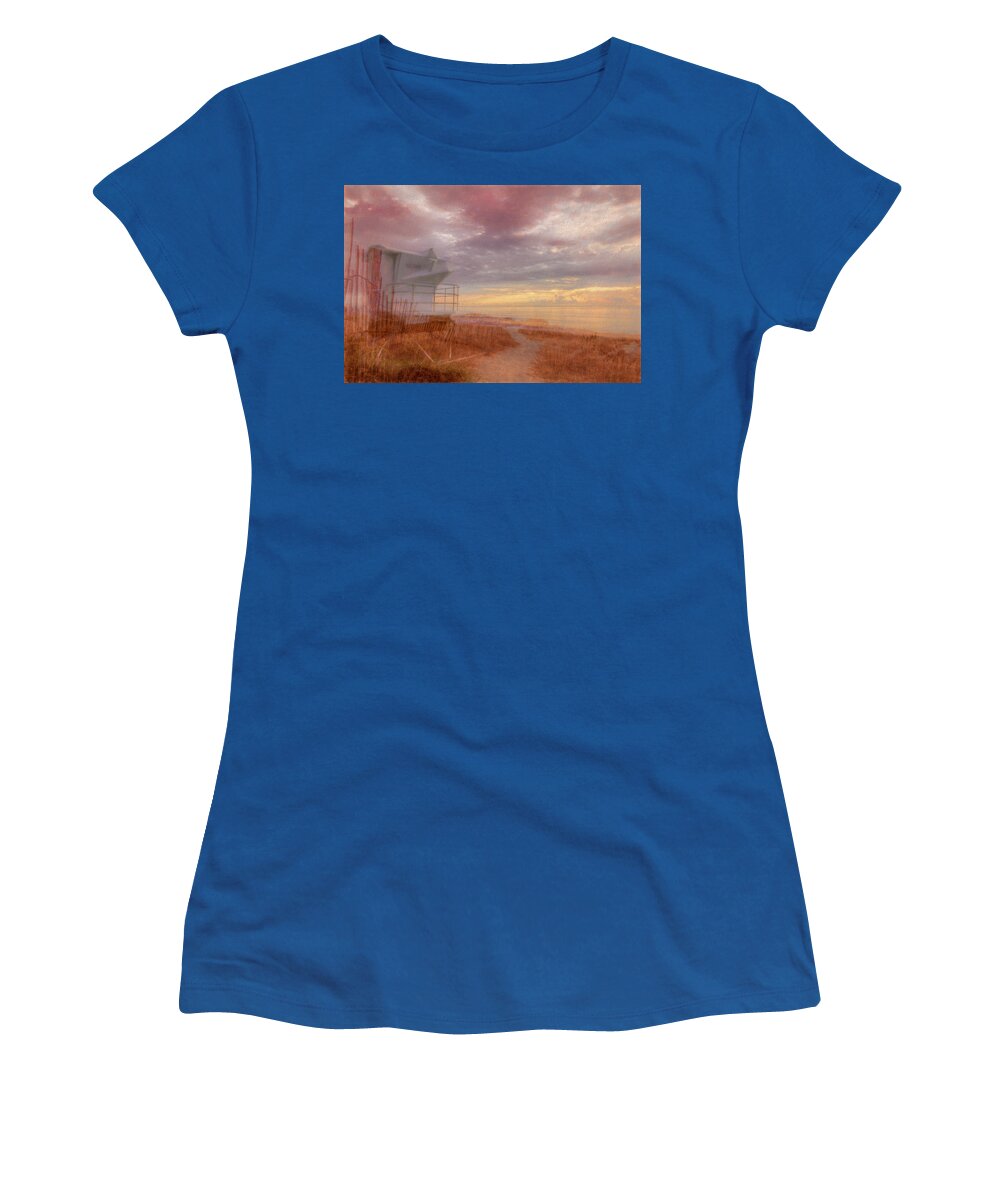 Clouds Women's T-Shirt featuring the photograph Watching the Day Begin in Sepia Watercolors by Debra and Dave Vanderlaan