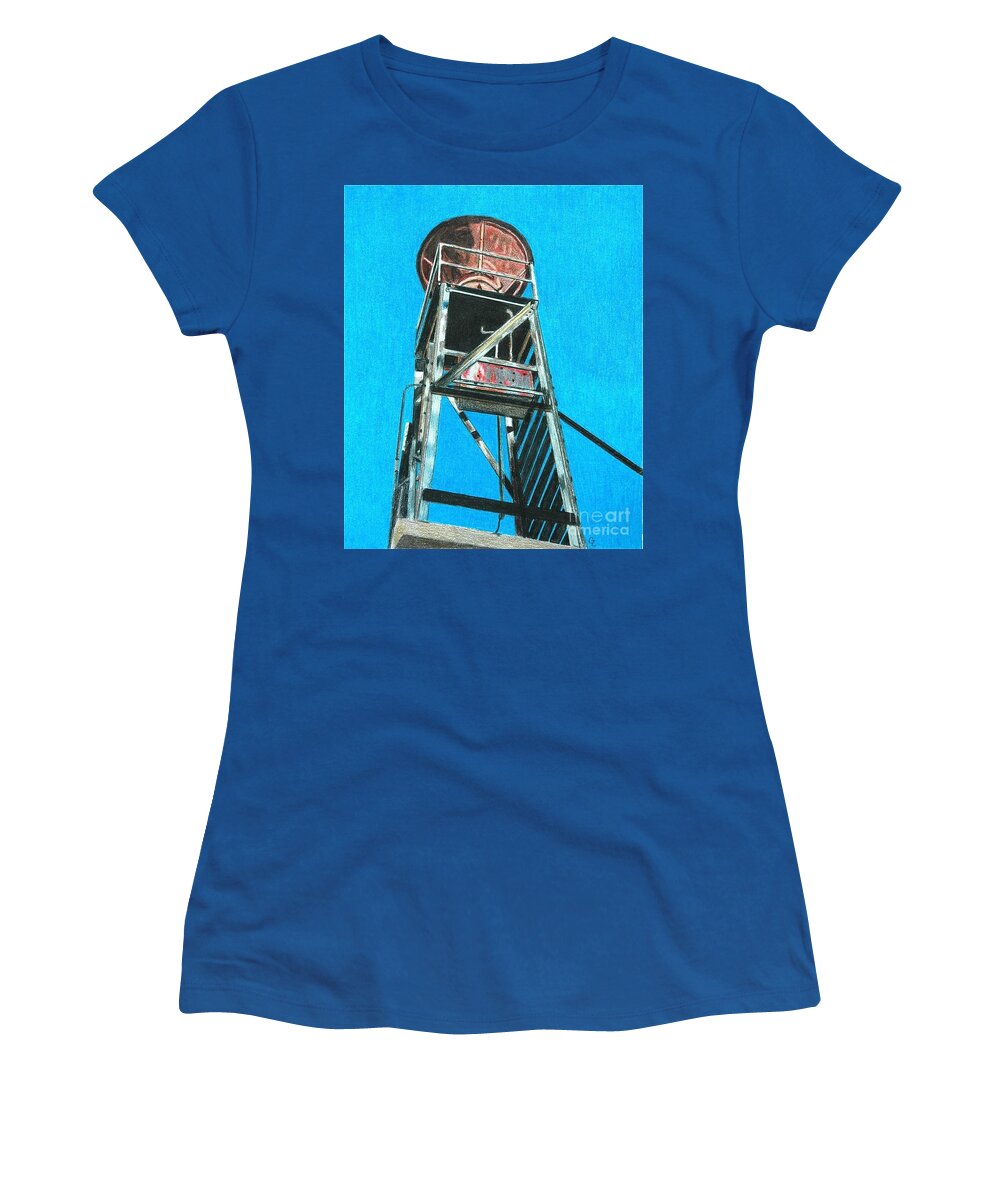 Colorado Women's T-Shirt featuring the drawing Water Tower by Glenda Zuckerman