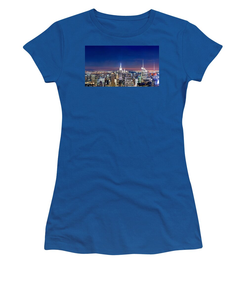 Manhattan Skyline Women's T-Shirt featuring the photograph Wealth And Power by Az Jackson