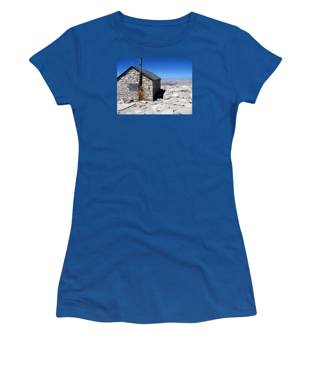 Mt Whitney Women's T-Shirt featuring the photograph Whitney Summit Hut by Baywest Imaging