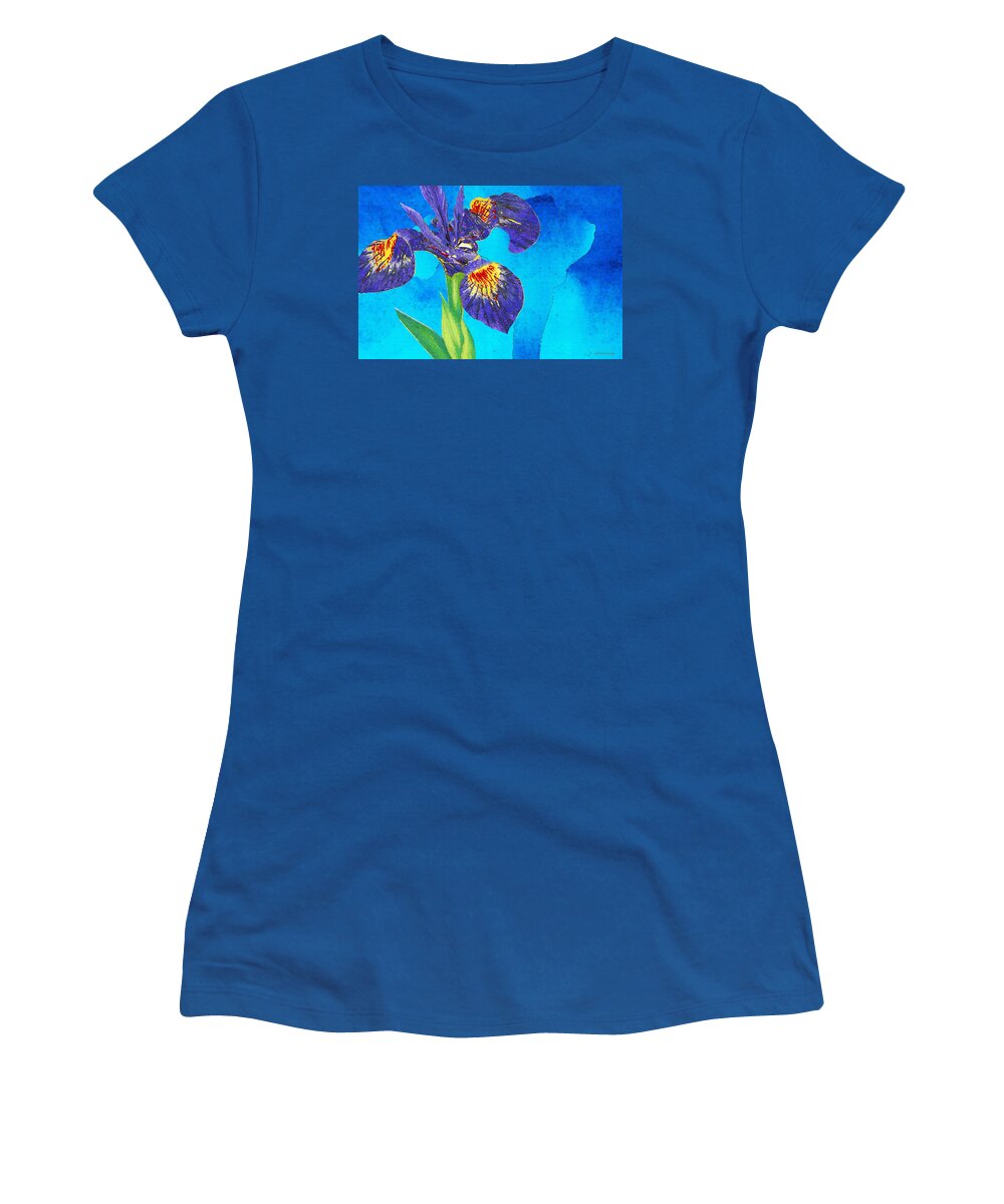 Iris Women's T-Shirt featuring the painting Wild Iris Art by Sharon Cummings by Sharon Cummings