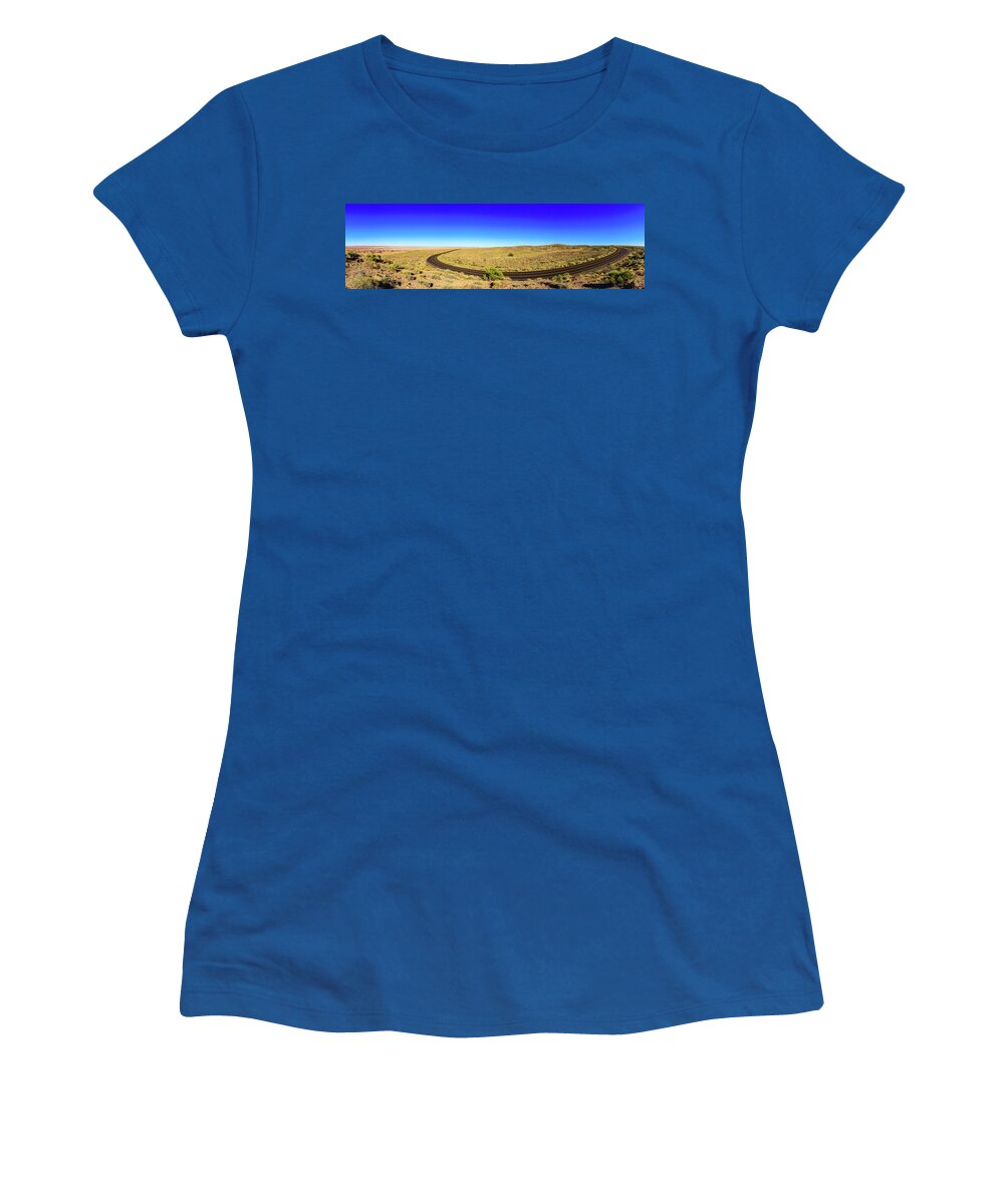 Arizona Women's T-Shirt featuring the photograph Winding Desert Highway by Raul Rodriguez
