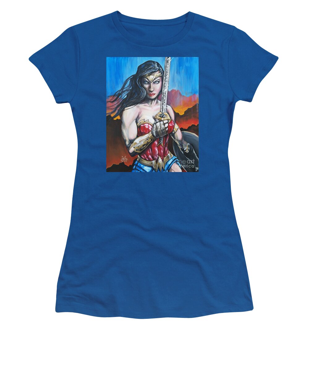 Wonder Woman Women's T-Shirt featuring the painting Wonder Woman by Tyler Haddox