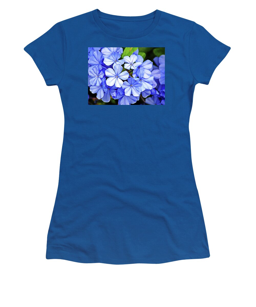 Blue Plumbago Women's T-Shirt featuring the digital art Blue Plumbago #2 by Chauncy Holmes