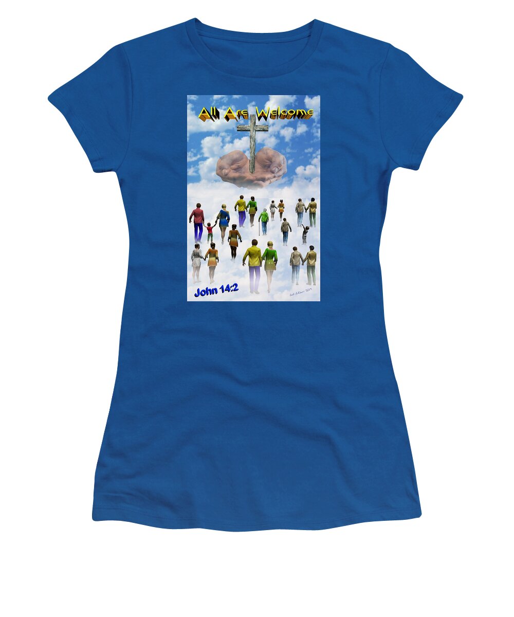 Spiritual Women's T-Shirt featuring the digital art All Are Welcome by Bob Shimer