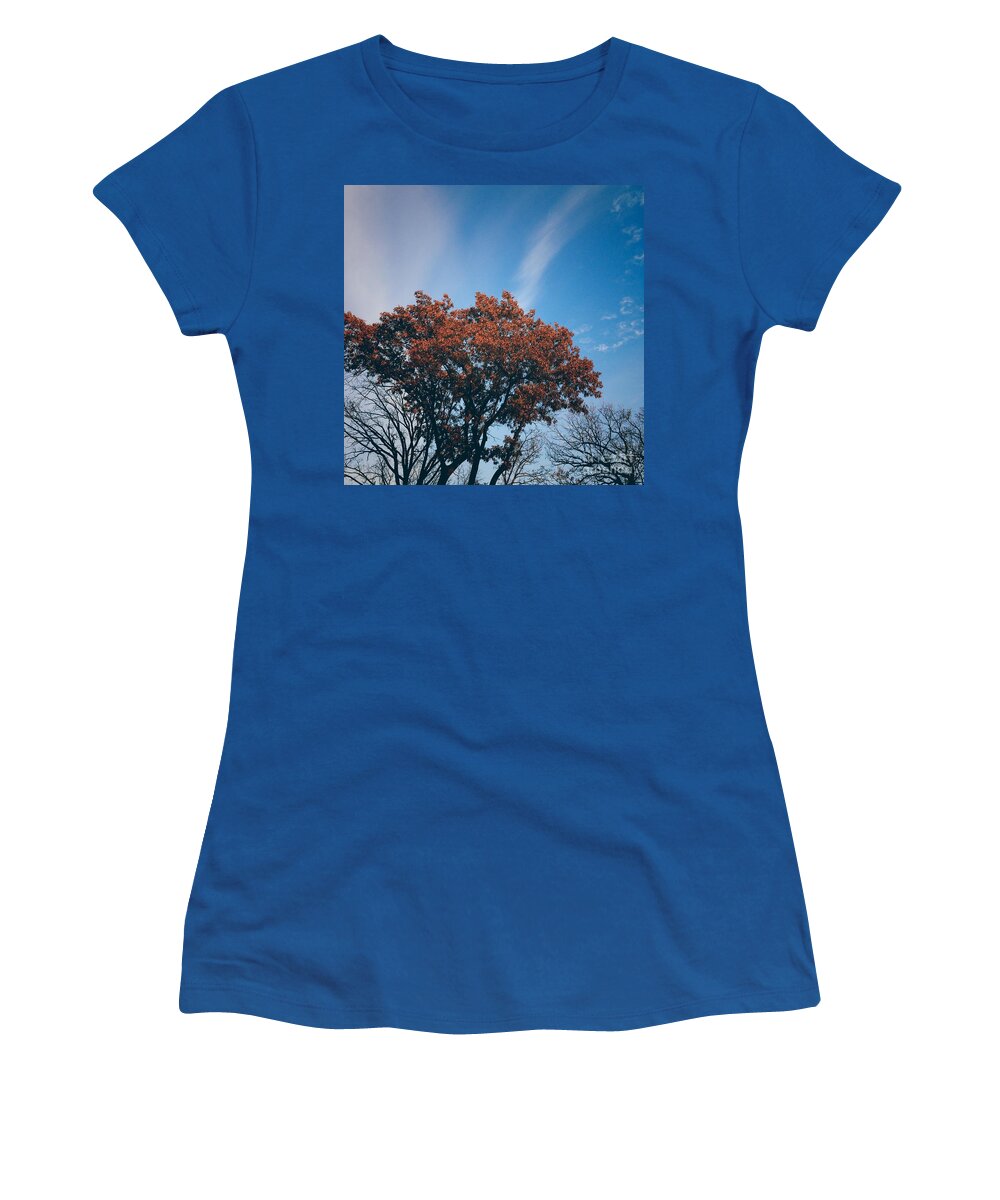 Nature Women's T-Shirt featuring the photograph Autumn Tree and Blue Sky by Frank J Casella