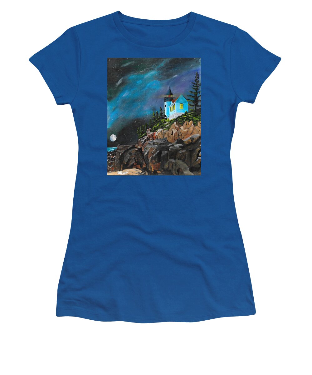 Light House Women's T-Shirt featuring the painting Bass Harbour by David Bigelow