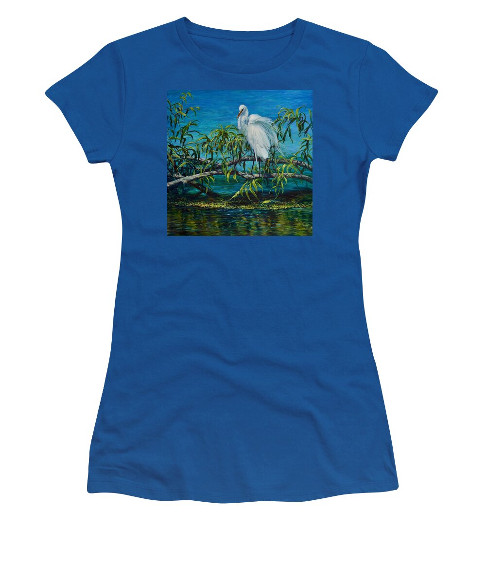  Women's T-Shirt featuring the painting Blue Troubador by Laurie Snow Hein