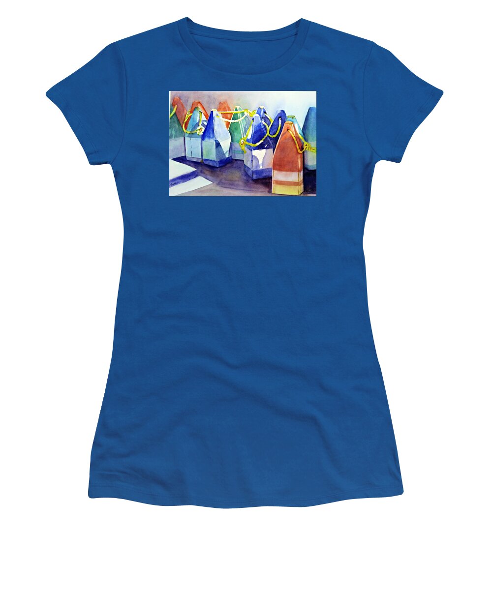 Sea Women's T-Shirt featuring the painting Buoys by Beth Fontenot
