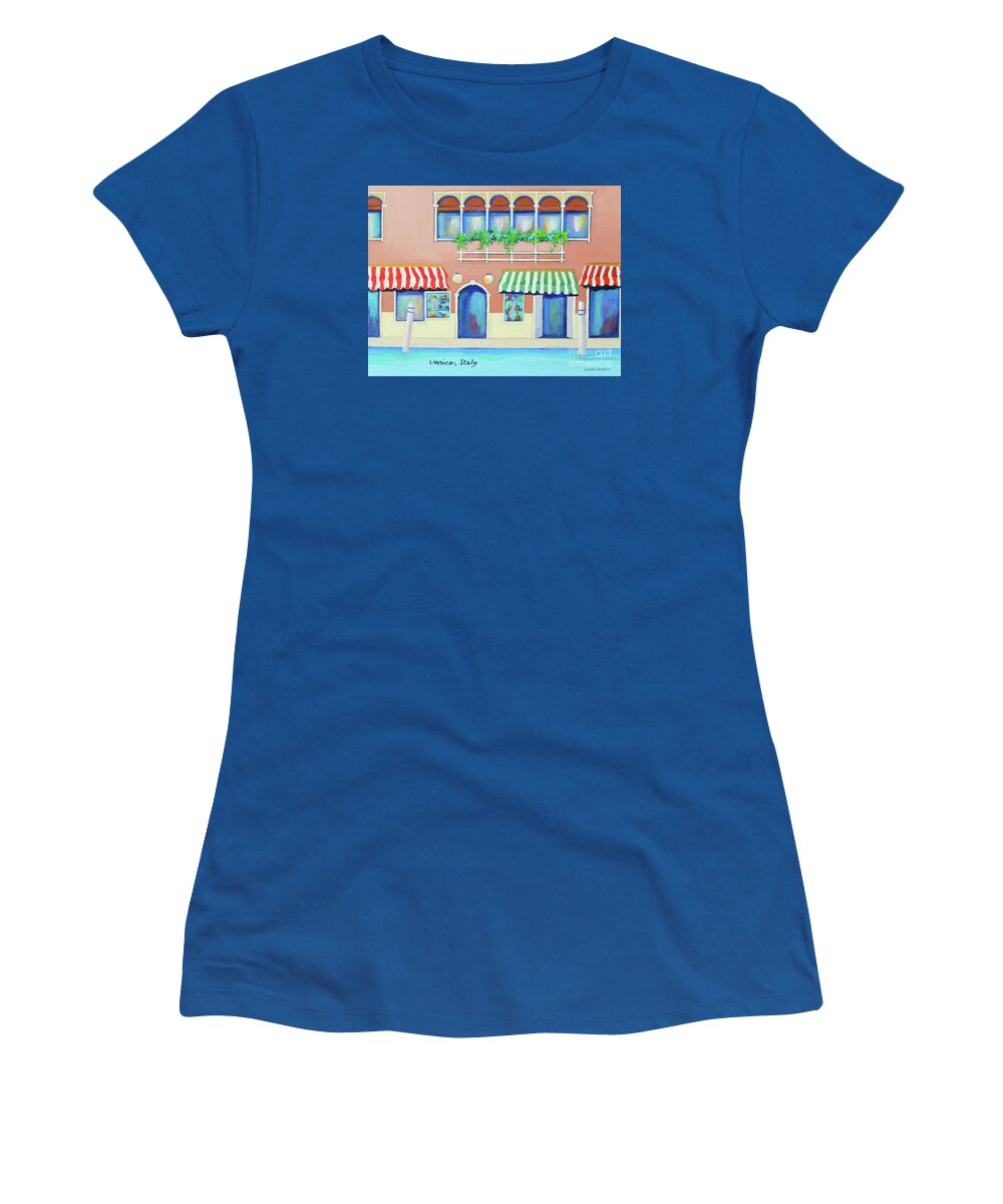 Contemporary Art Women's T-Shirt featuring the painting Charming Venice by Sharon Nelson-Bianco