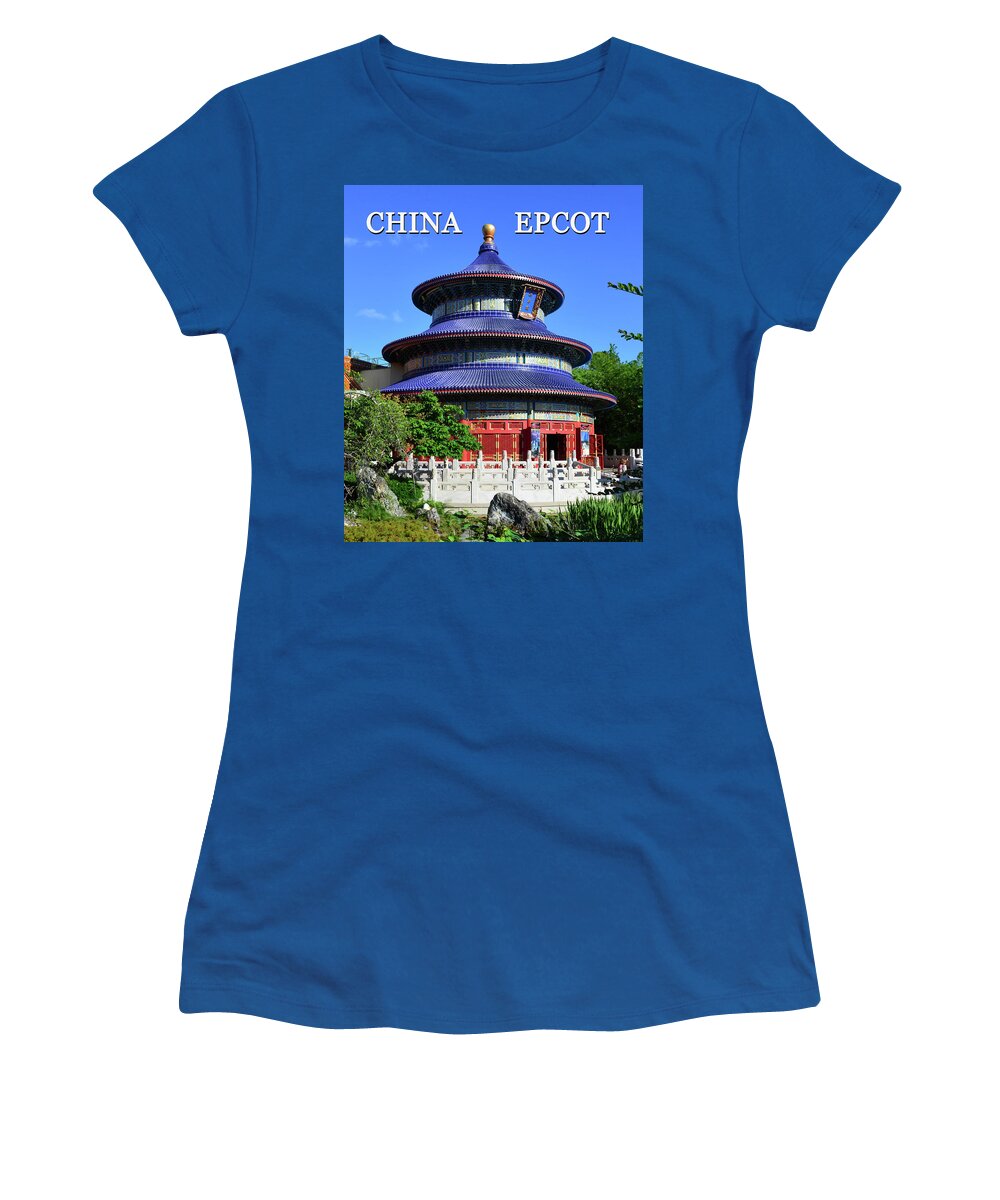 China Women's T-Shirt featuring the photograph China at Epcot poster work A by David Lee Thompson