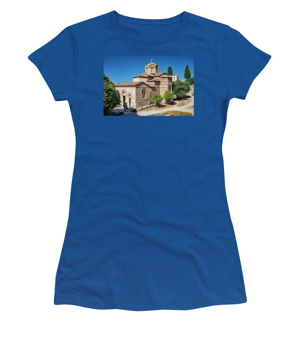 Estock Women's T-Shirt featuring the digital art Church, Athens, Greece by Claudia Uripos