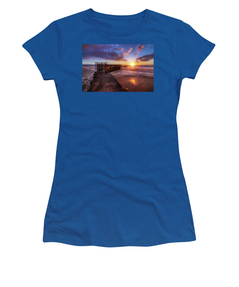 Beach Women's T-Shirt featuring the photograph Colorful sunset at Toes Beach by Andy Konieczny