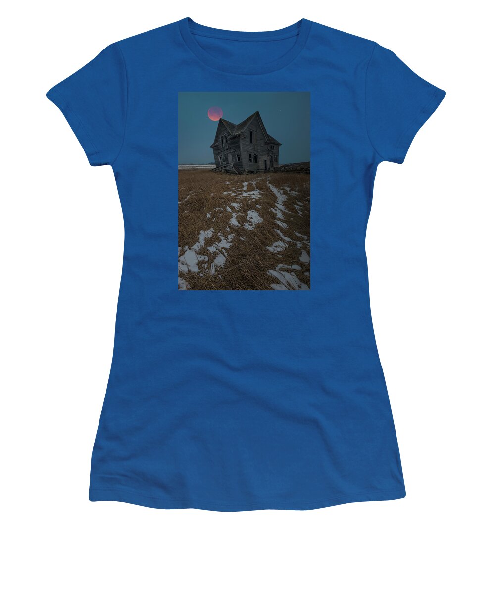 Blood Moon Women's T-Shirt featuring the photograph Crooked Moon by Aaron J Groen