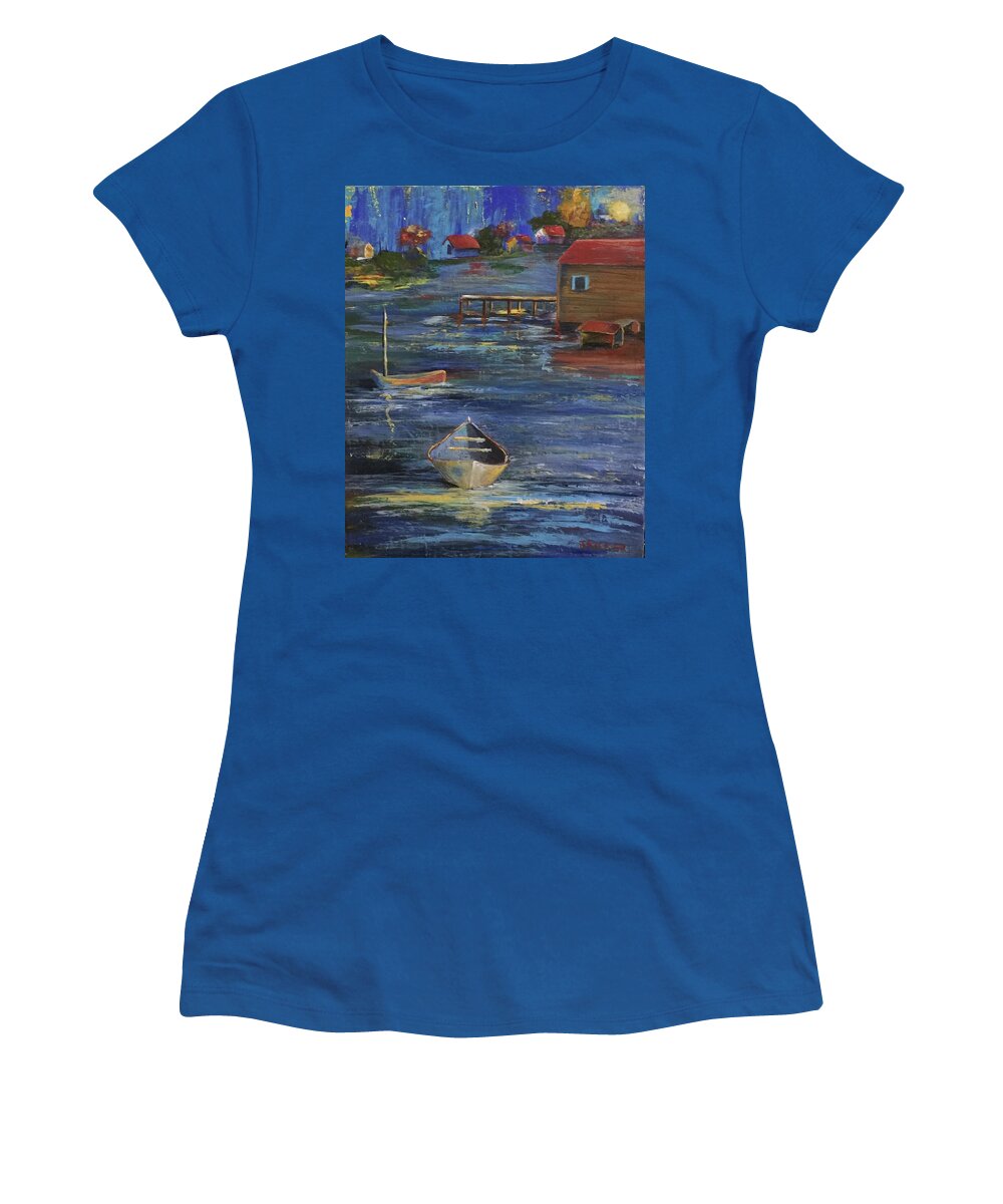 Fishermen's Retreat. Fish Women's T-Shirt featuring the painting Fisherman's Retreat by Jane Ricker