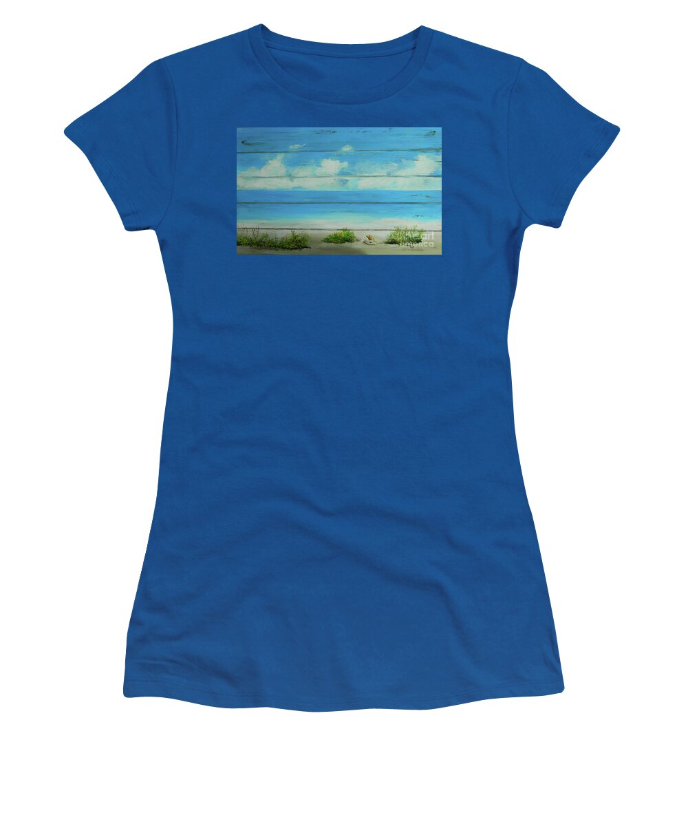 Caribbean Sea Women's T-Shirt featuring the painting I Love The Beach 1 by Kenneth Harris