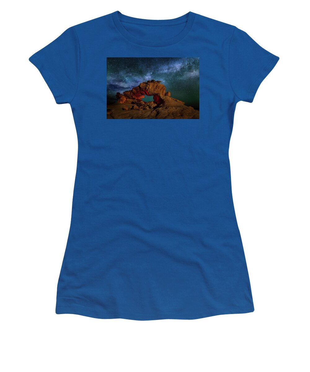 Escalante Women's T-Shirt featuring the photograph Milky Way over the Dragon by Michael Ash