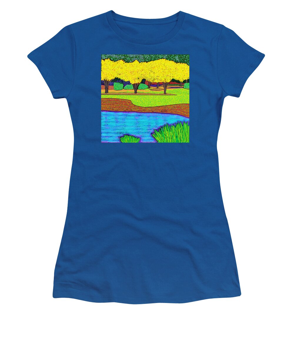 Macon Women's T-Shirt featuring the digital art Pond At Carlyle Place by Rod Whyte