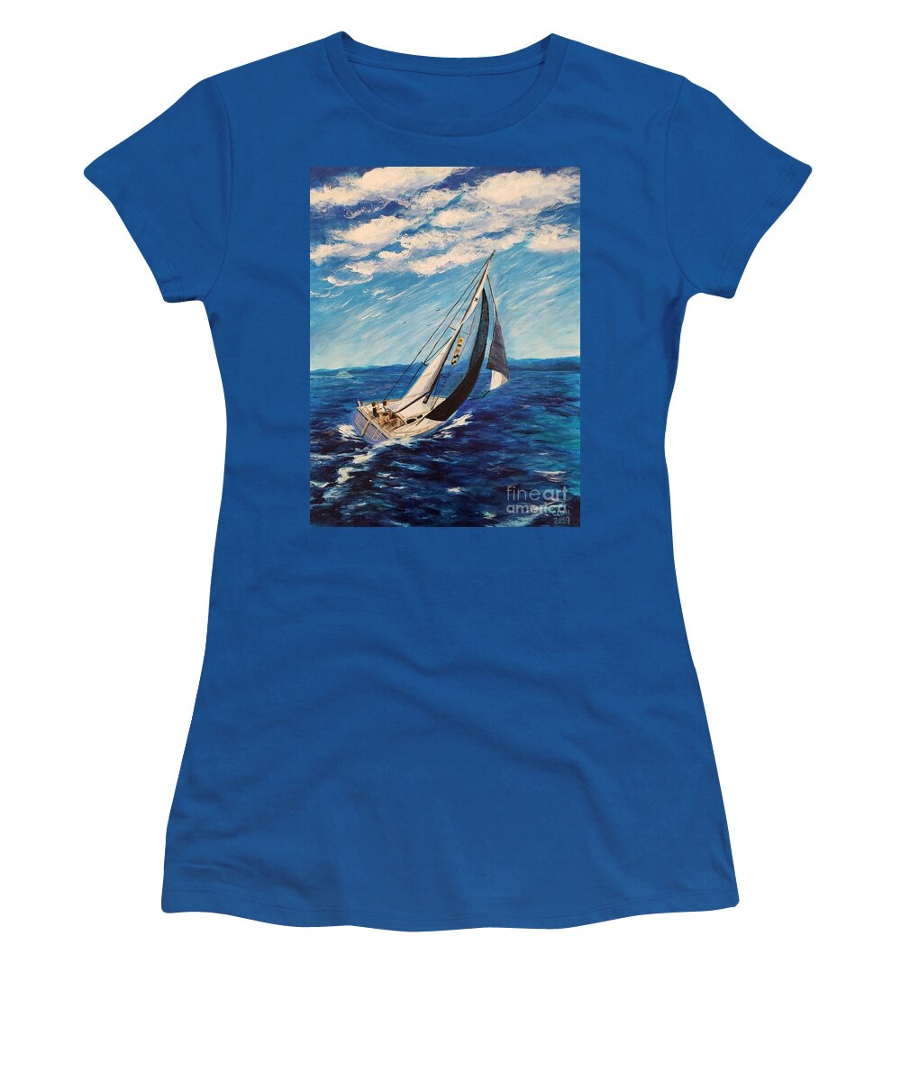 Idyll Women's T-Shirt featuring the painting Seilglede 4 Ideal Weather by C E Dill