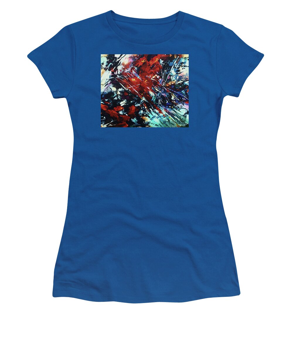 Palette Knife Women's T-Shirt featuring the painting Shattered Red by Michael Lang