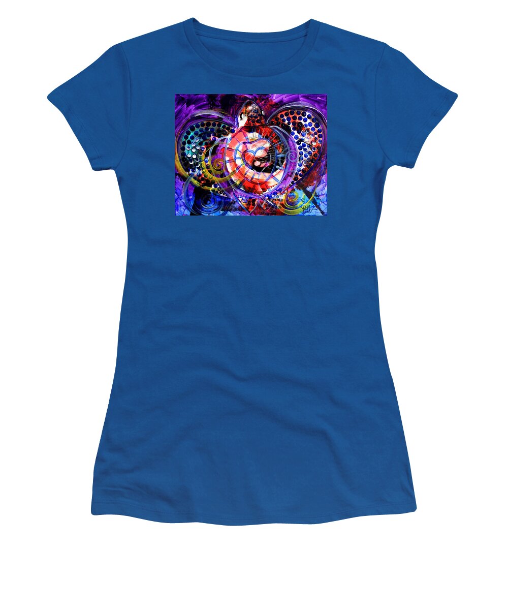 Sea Women's T-Shirt featuring the painting Somewhere Sea Turtle and Love by J Vincent Scarpace